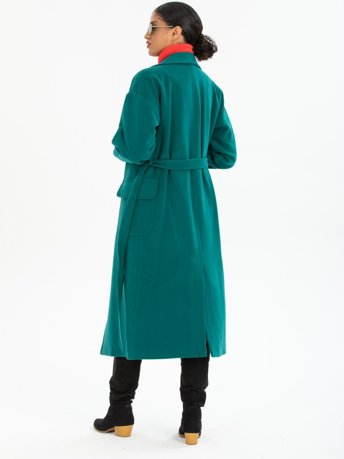 Women coat with belt wholesale Pine Green color 670513