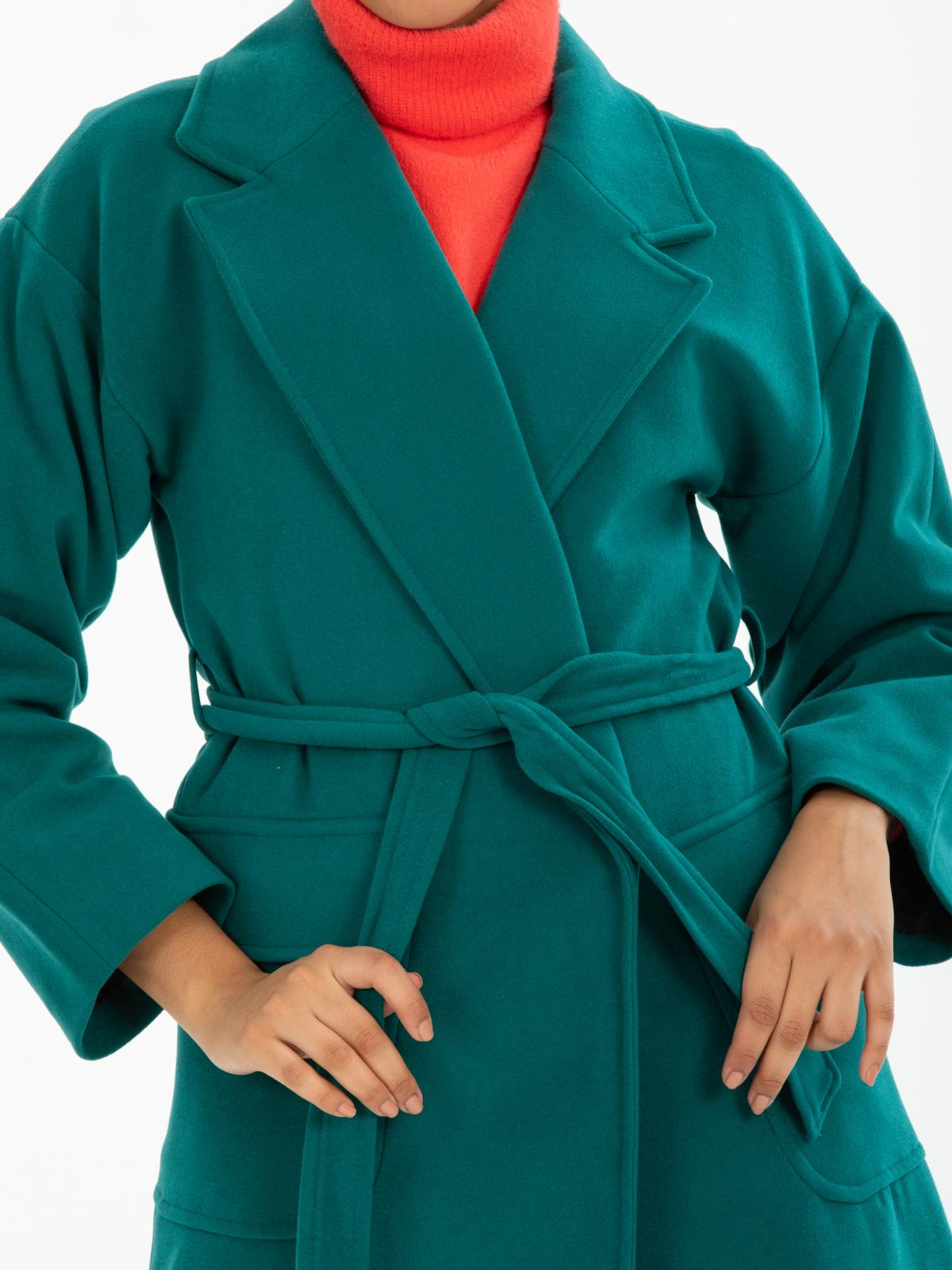 Women coat with belt wholesale Pine Green color 670513