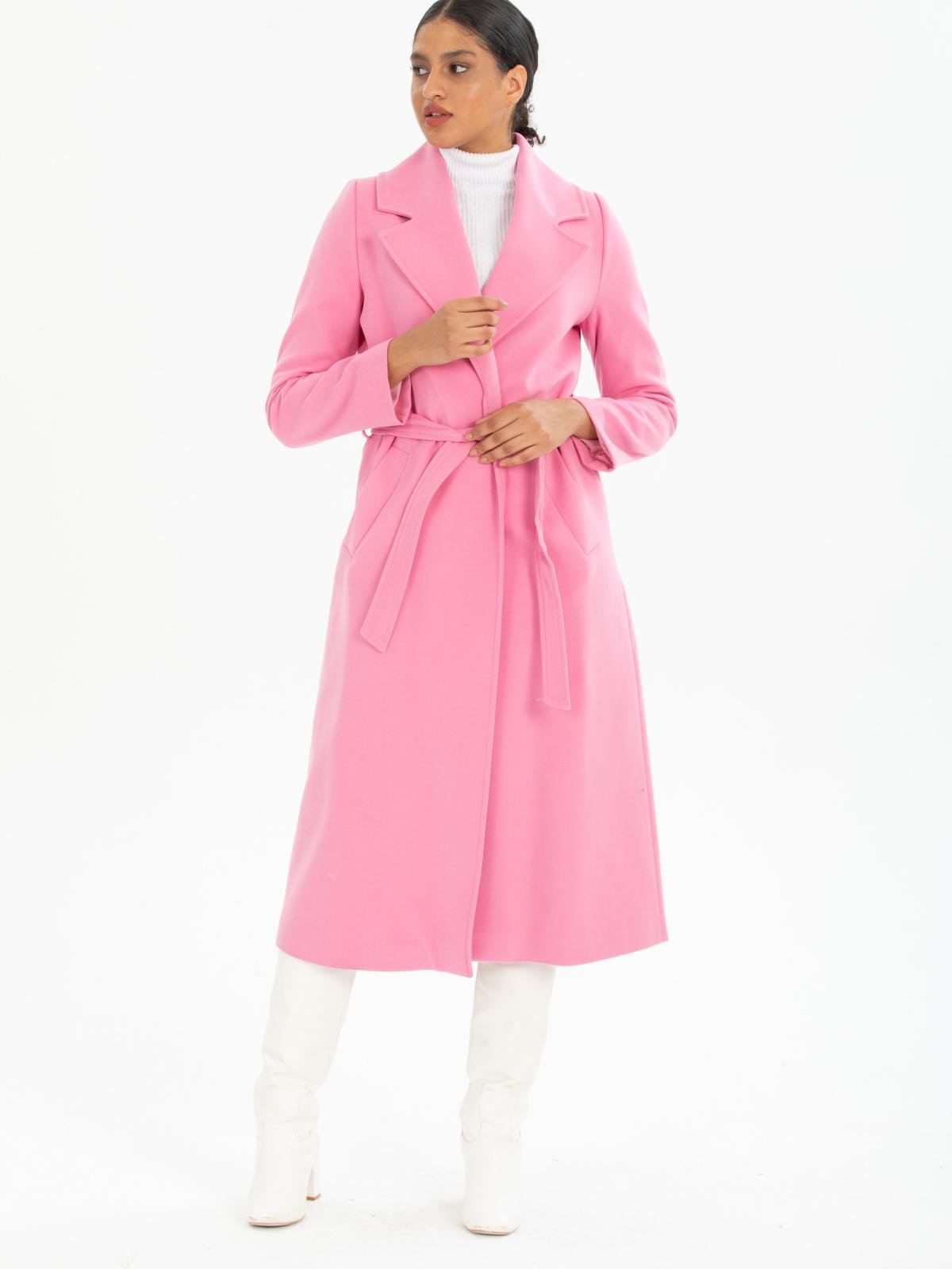 Women coat with belt wholesale Pink color 670432