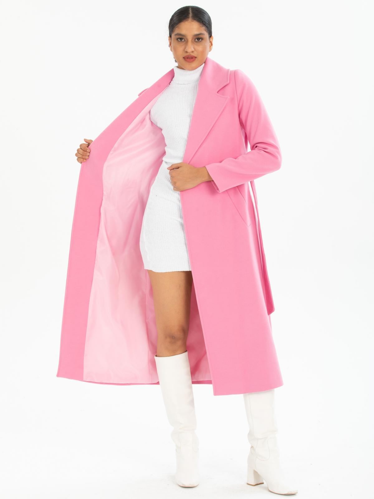 Women coat with belt wholesale Pink color 670432