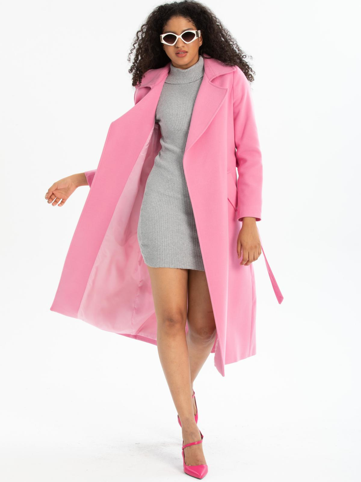 Women coat with belt wholesale Pink color 670485