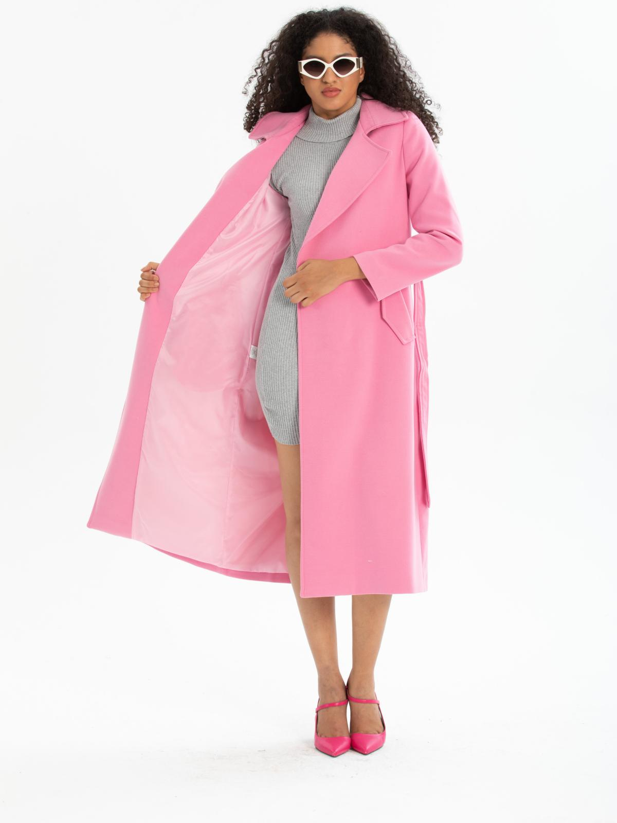 Women coat with belt wholesale Pink color 670485