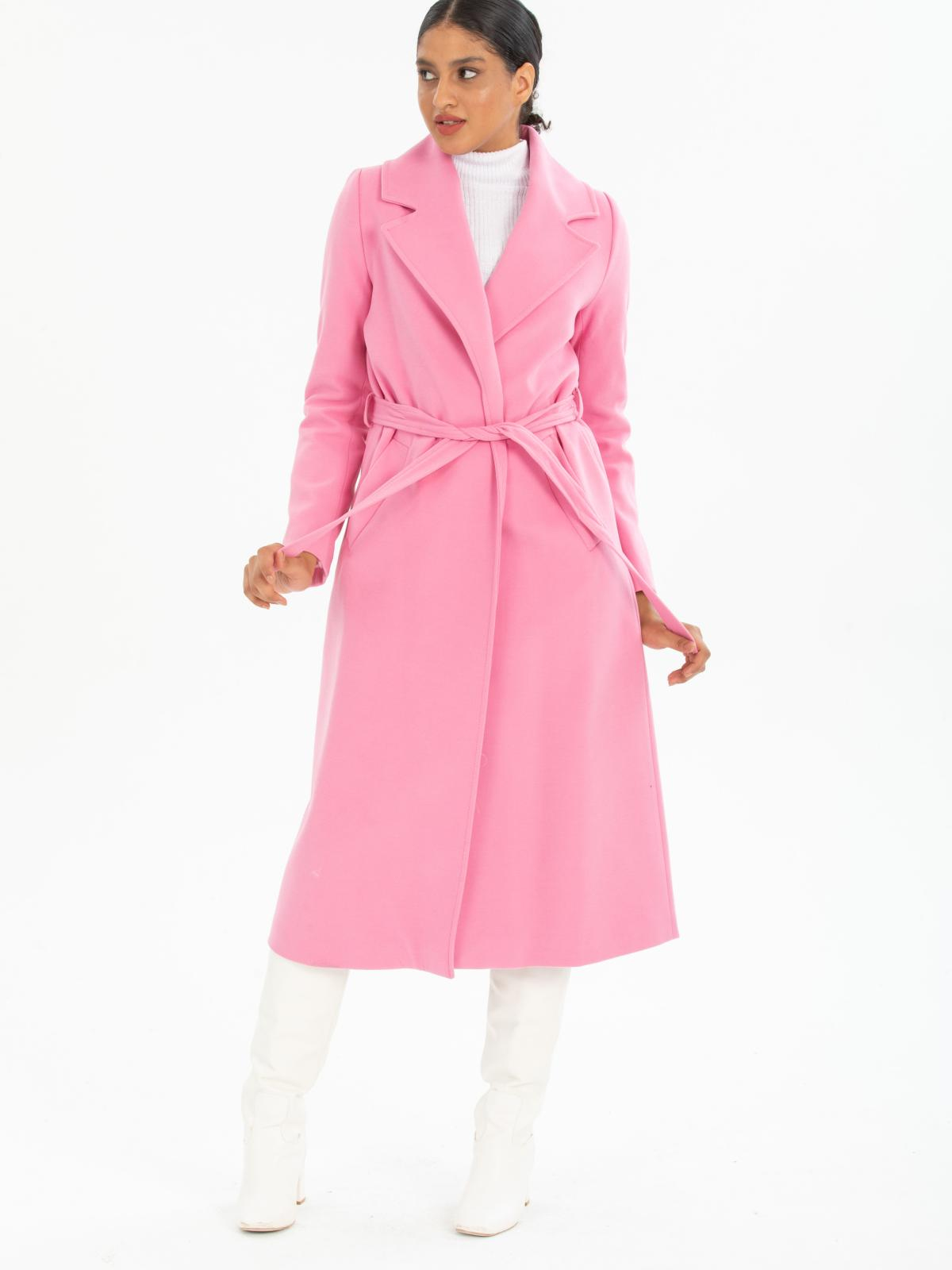 Women coat with belt wholesale Pink color 670432