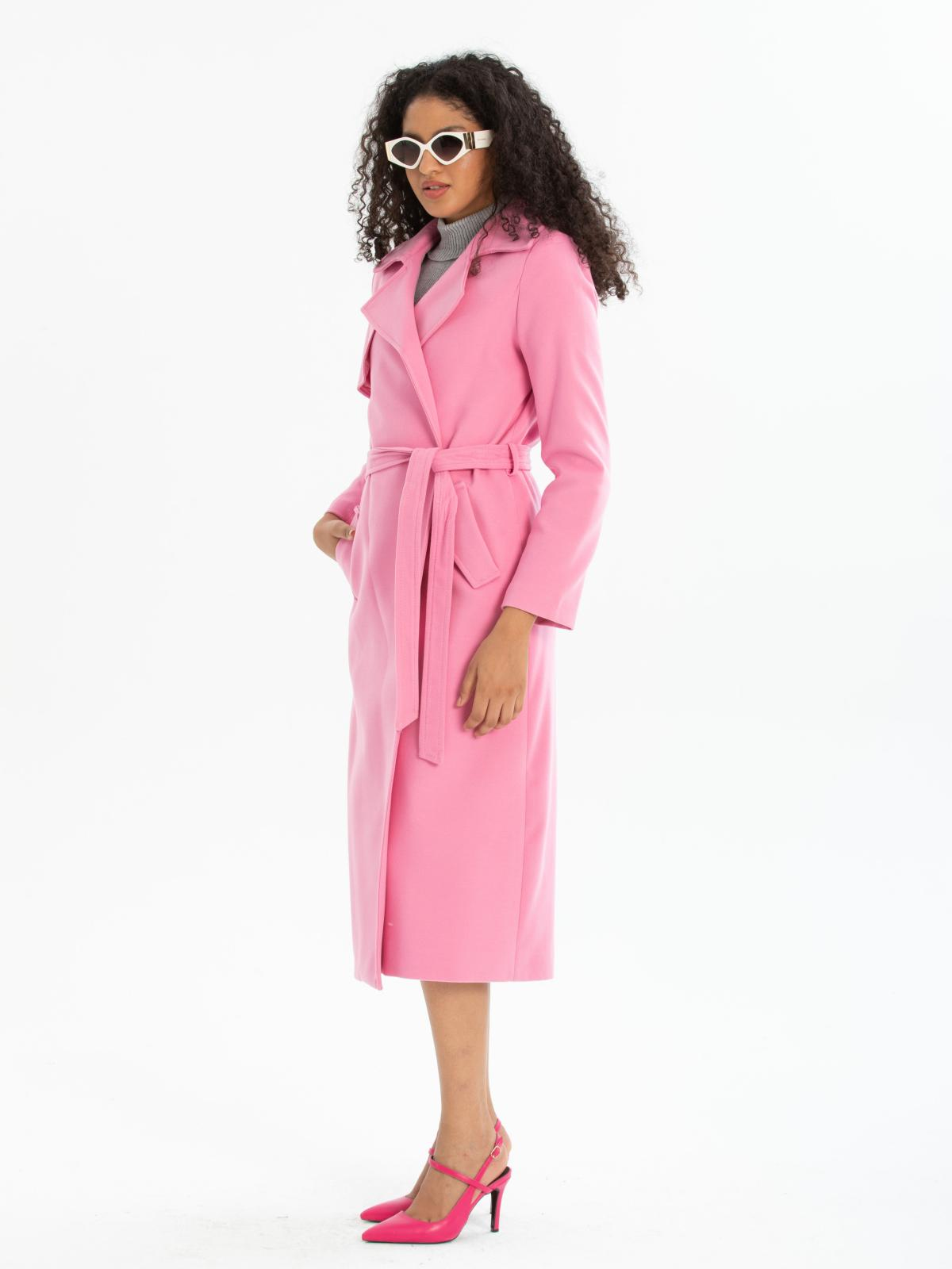 Women coat with belt wholesale Pink color 670485