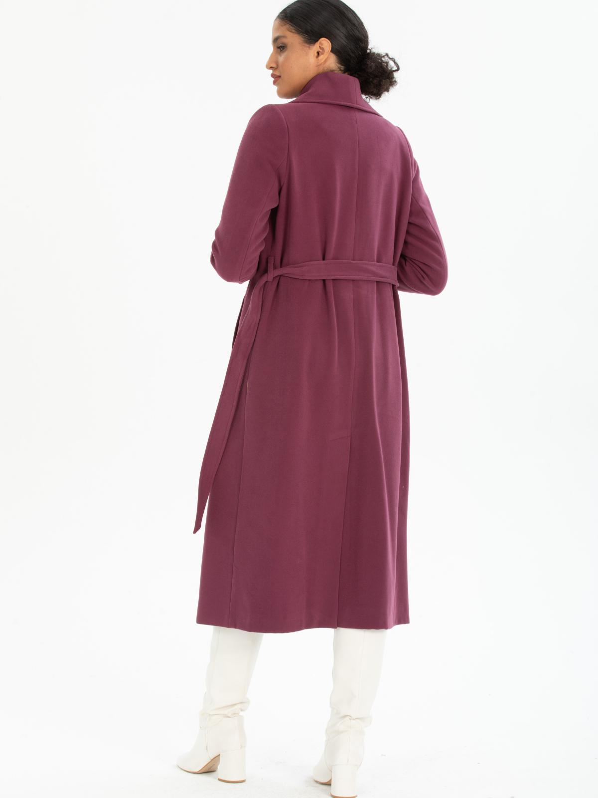 Women coat with belt wholesale Plum color 670434