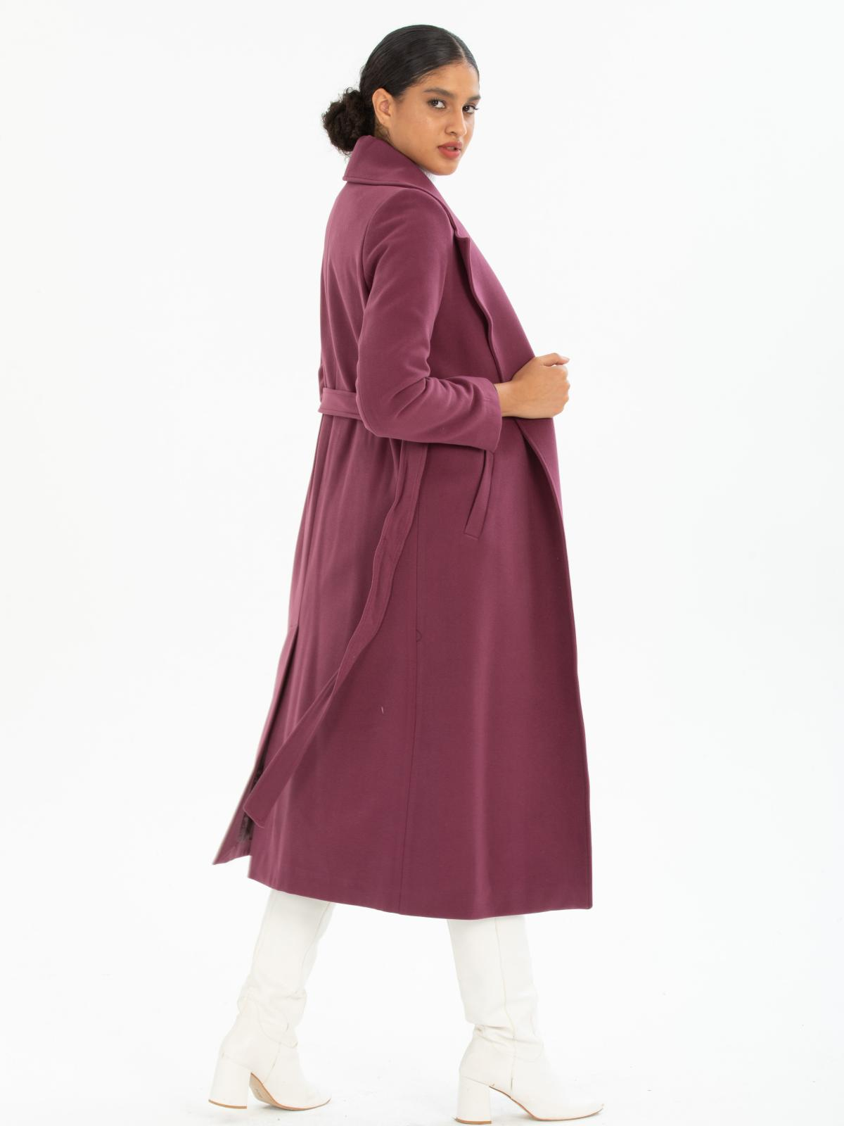 Women coat with belt wholesale Plum color 670434