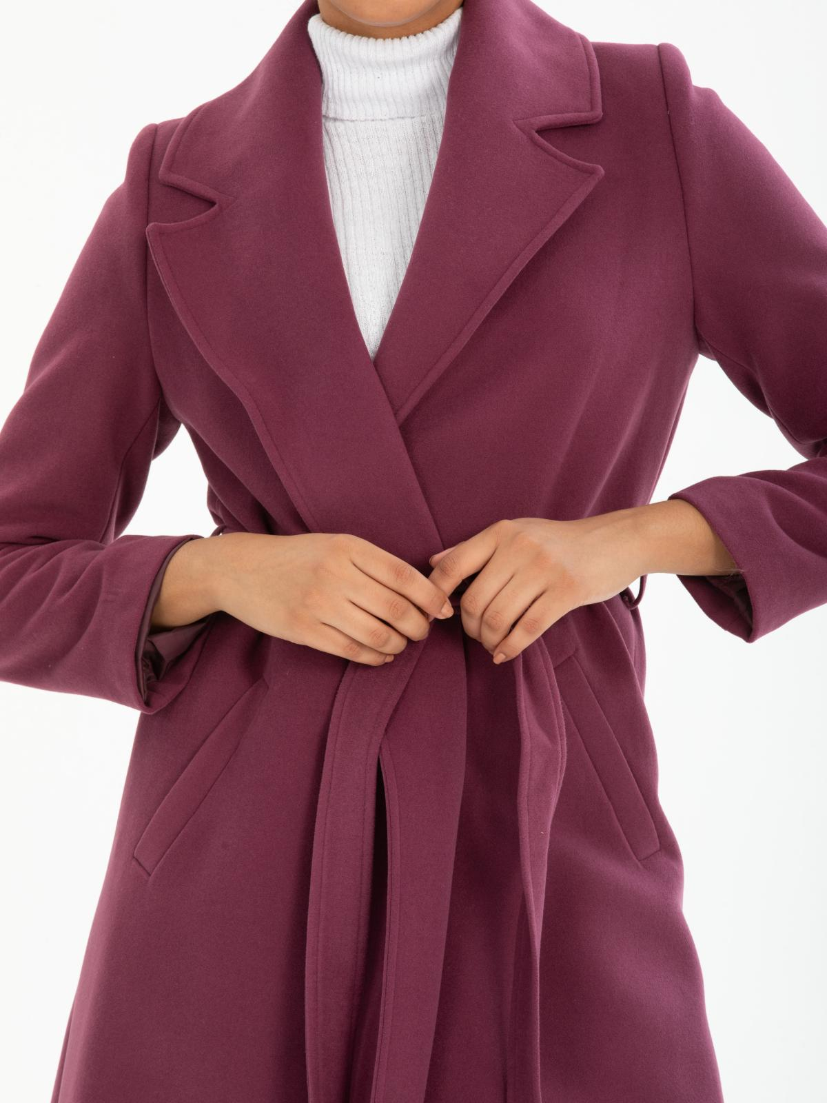 Women coat with belt wholesale Plum color 670434