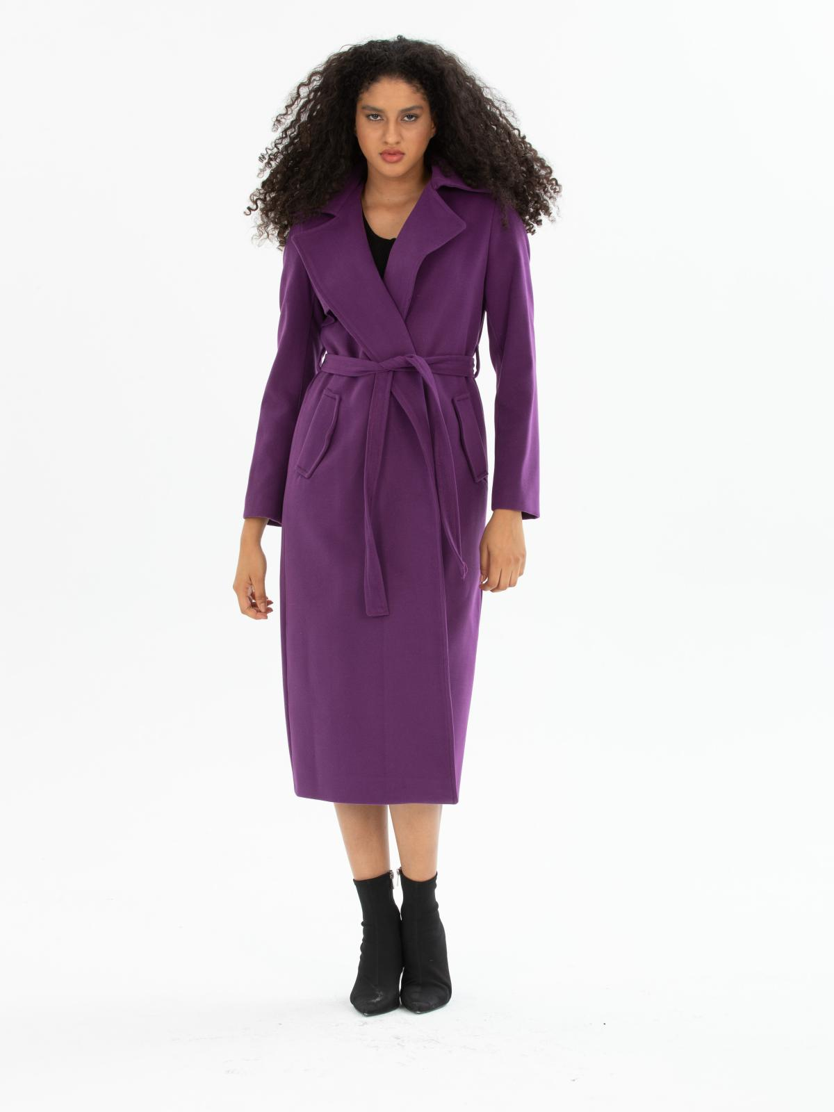 Women coat with belt wholesale Purple color 670484