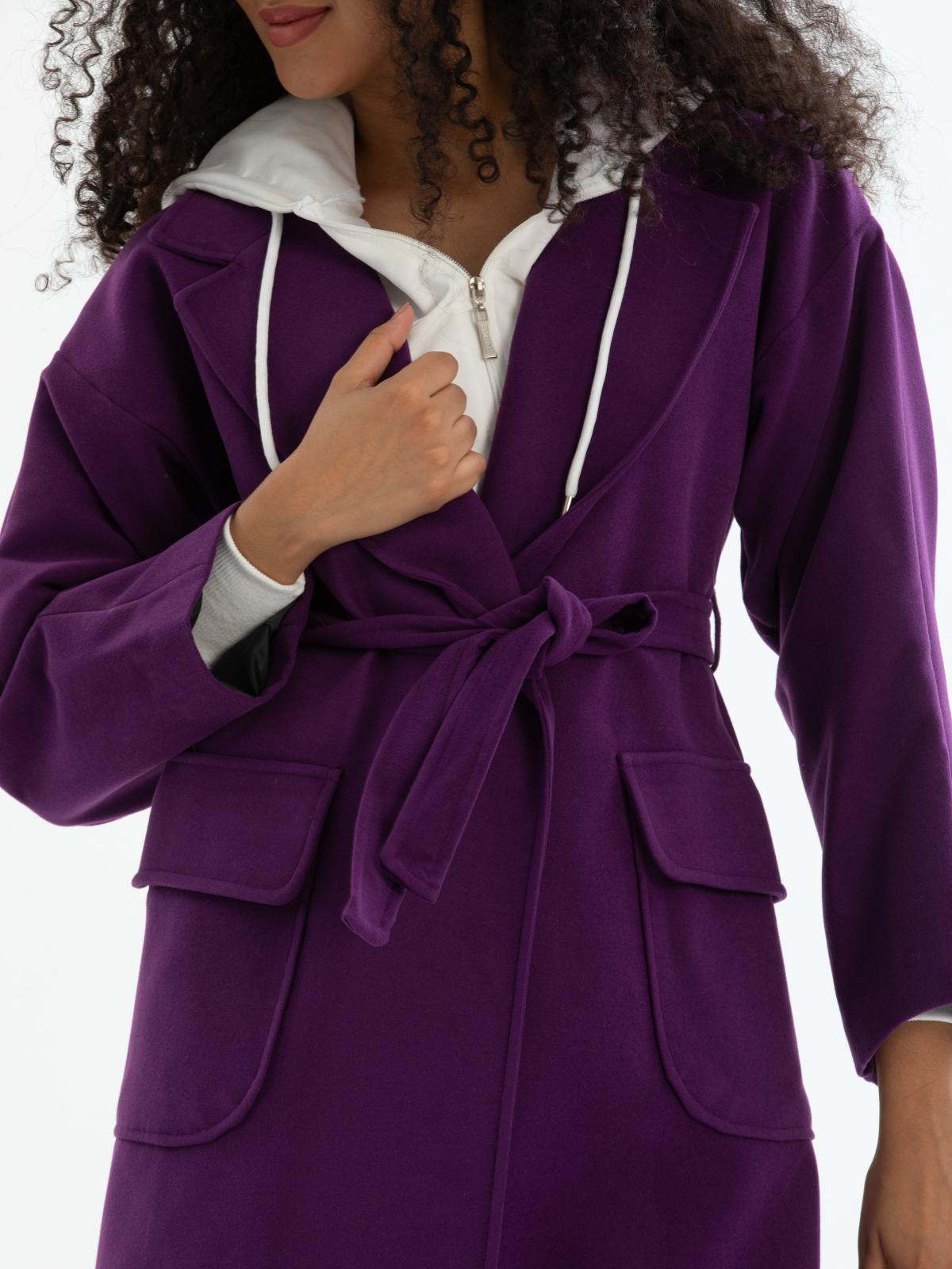 Women coat with belt wholesale Purple color 670441