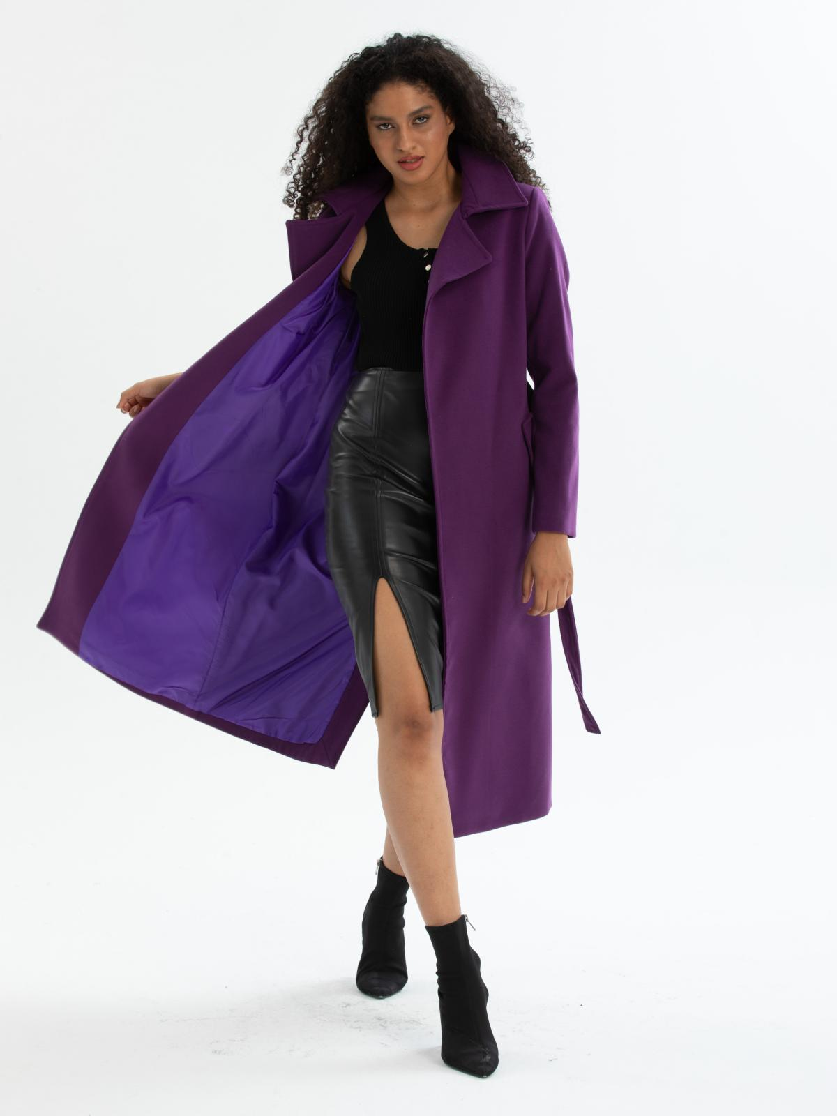 Women coat with belt wholesale Purple color 670484