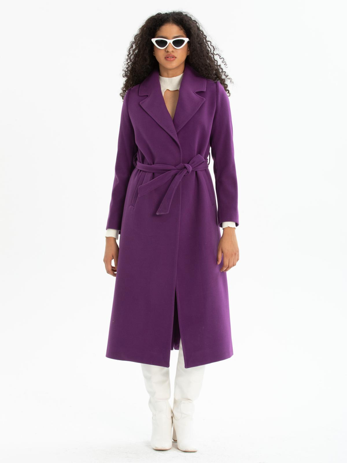Women coat with belt wholesale Purple color 670413