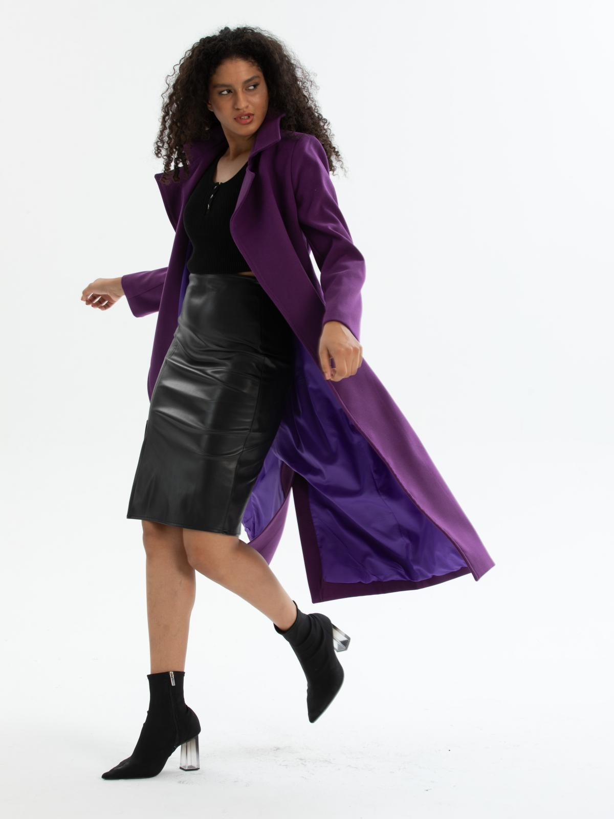 Women coat with belt wholesale Purple color 670484