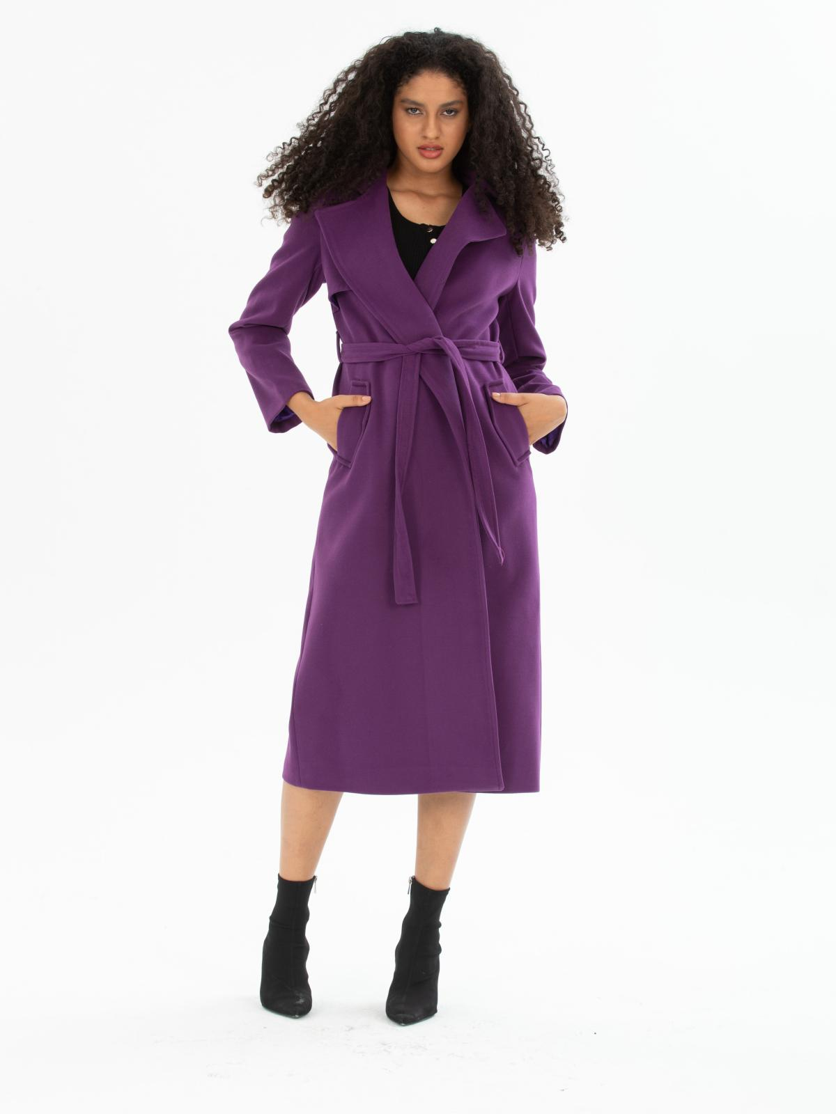 Women coat with belt wholesale Purple color 670484