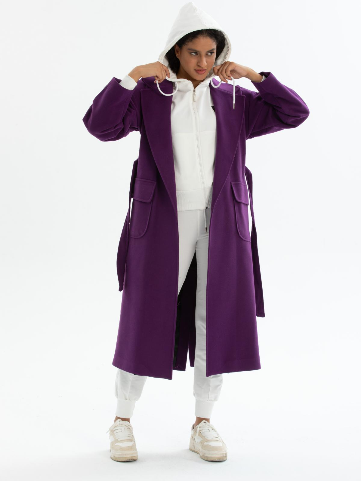 Women coat with belt wholesale Purple color 670441