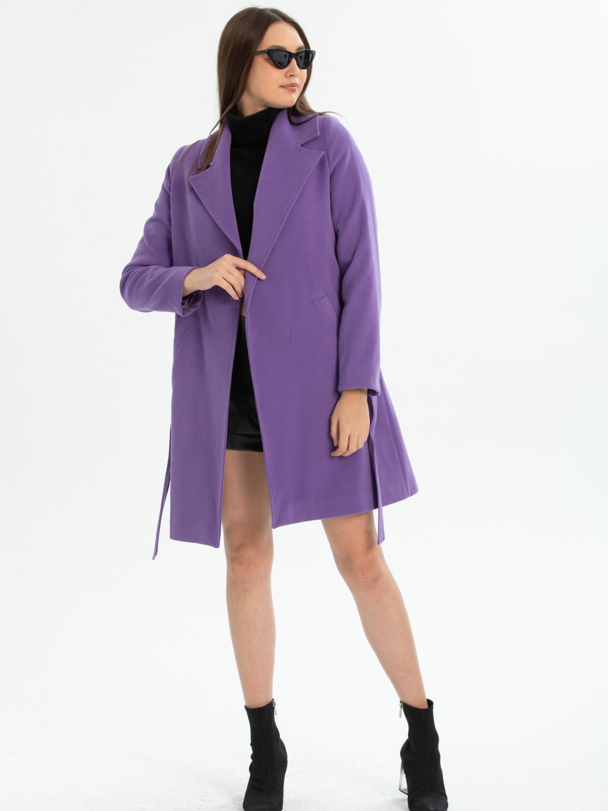 Women coat with belt wholesale Purple color 670490