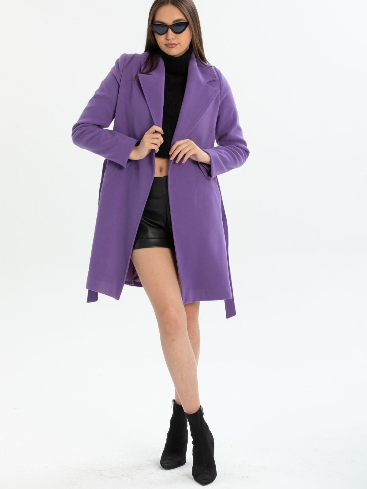 Women coat with belt wholesale Purple color 670490