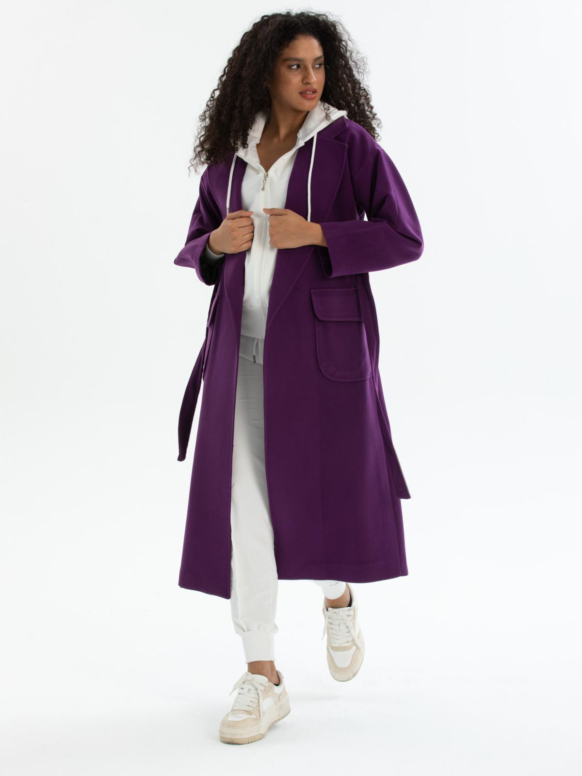Women coat with belt wholesale Purple color 670441