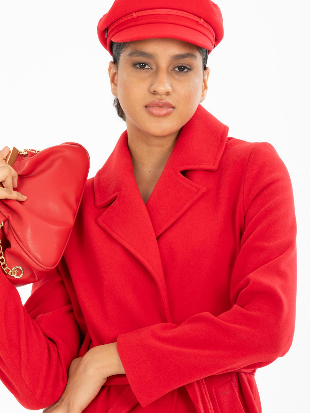 Women coat with belt wholesale Red color 670421