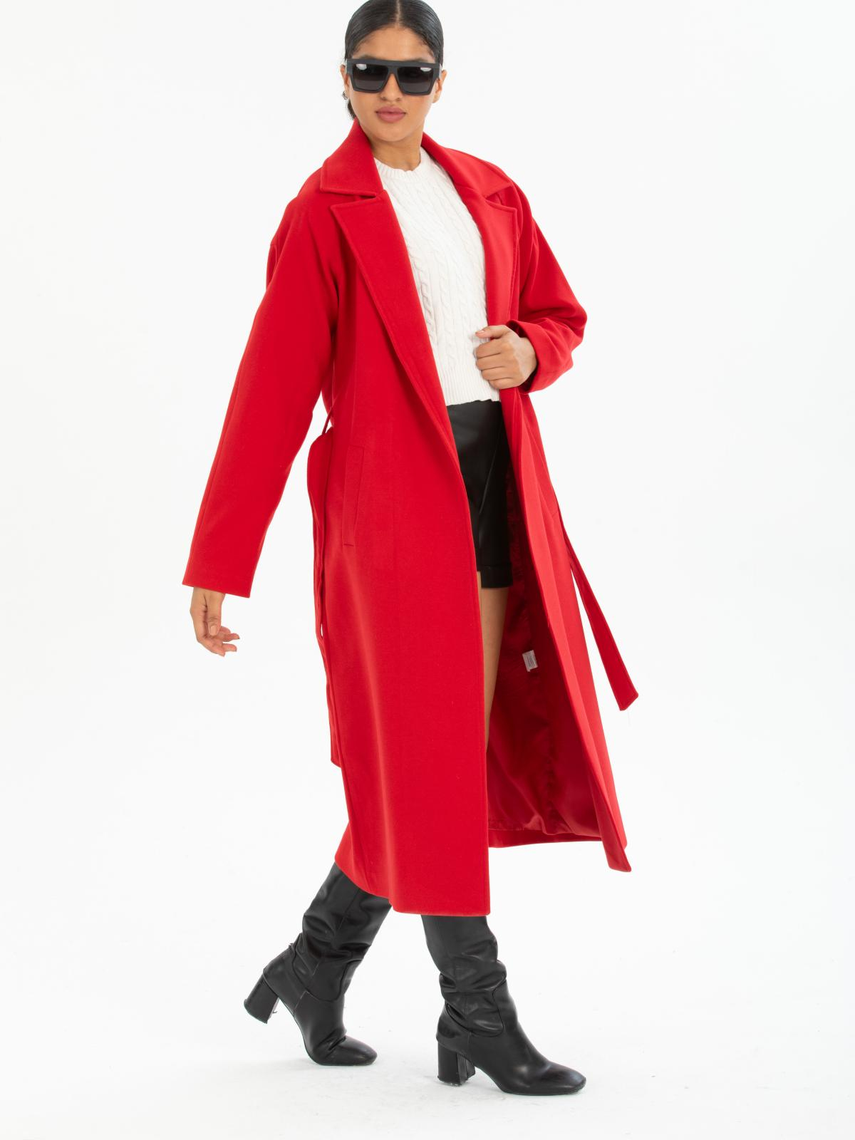Women coat with belt wholesale Red color 669545
