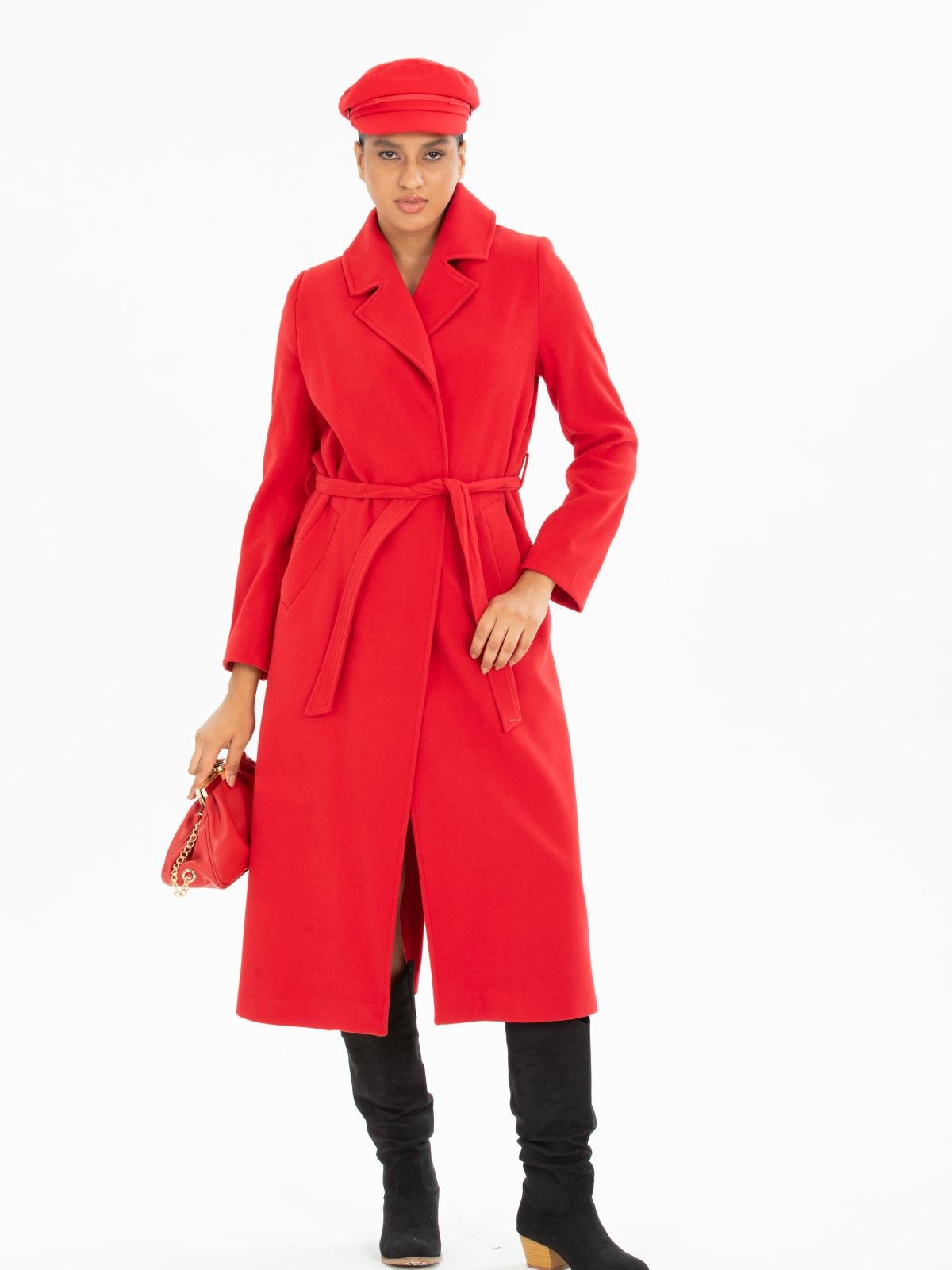 Women coat with belt wholesale Red color 670421