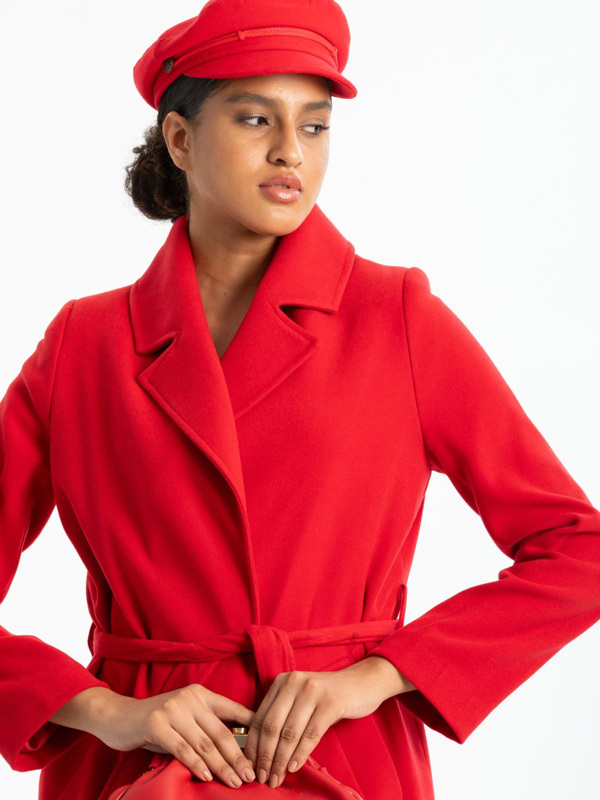Women coat with belt wholesale Red color 670421