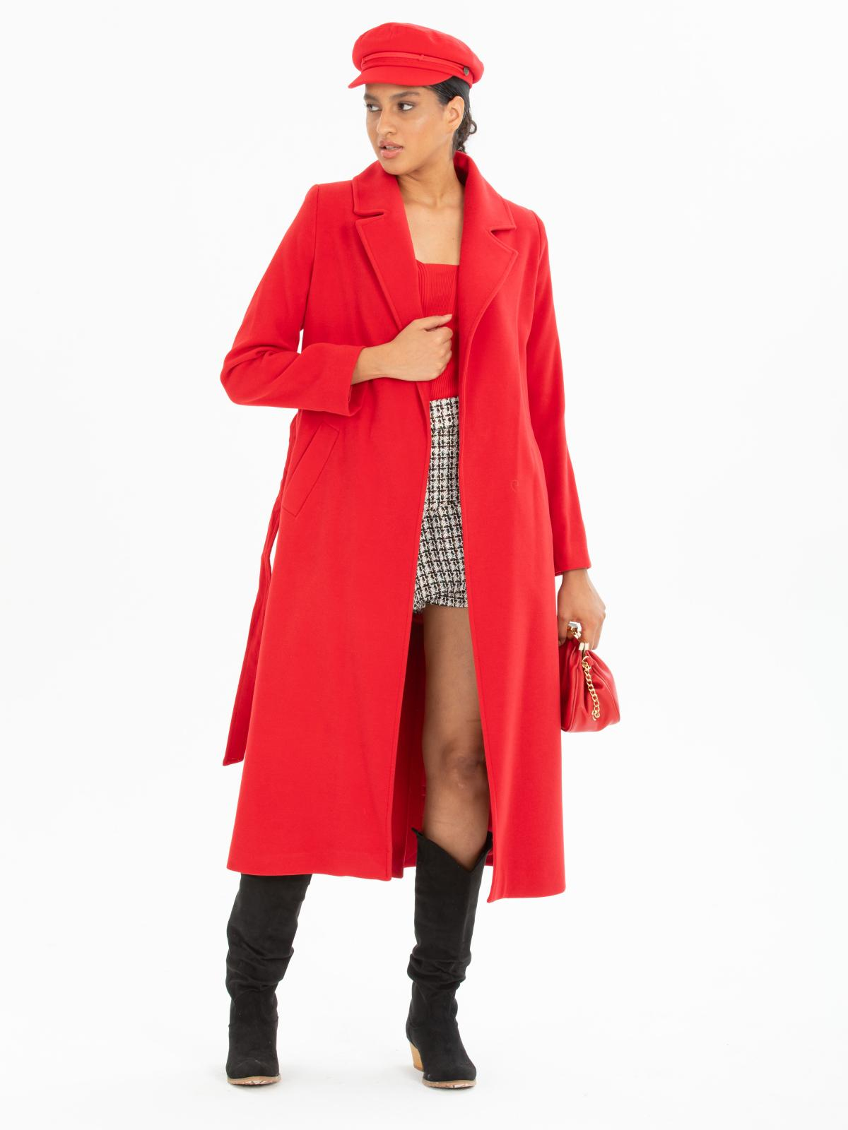 Women coat with belt wholesale Red color 670421
