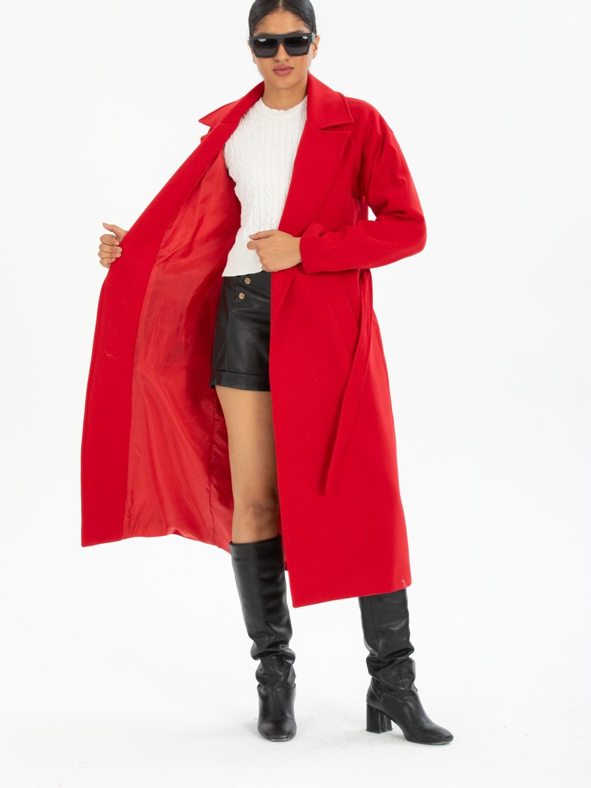 Women coat with belt wholesale Red color 669545