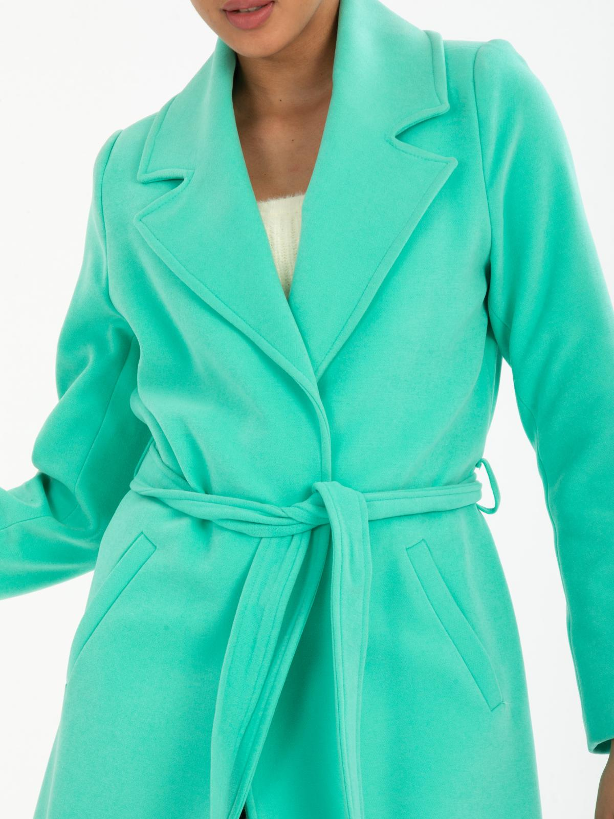 Women coat with belt wholesale Turquoise color 669518