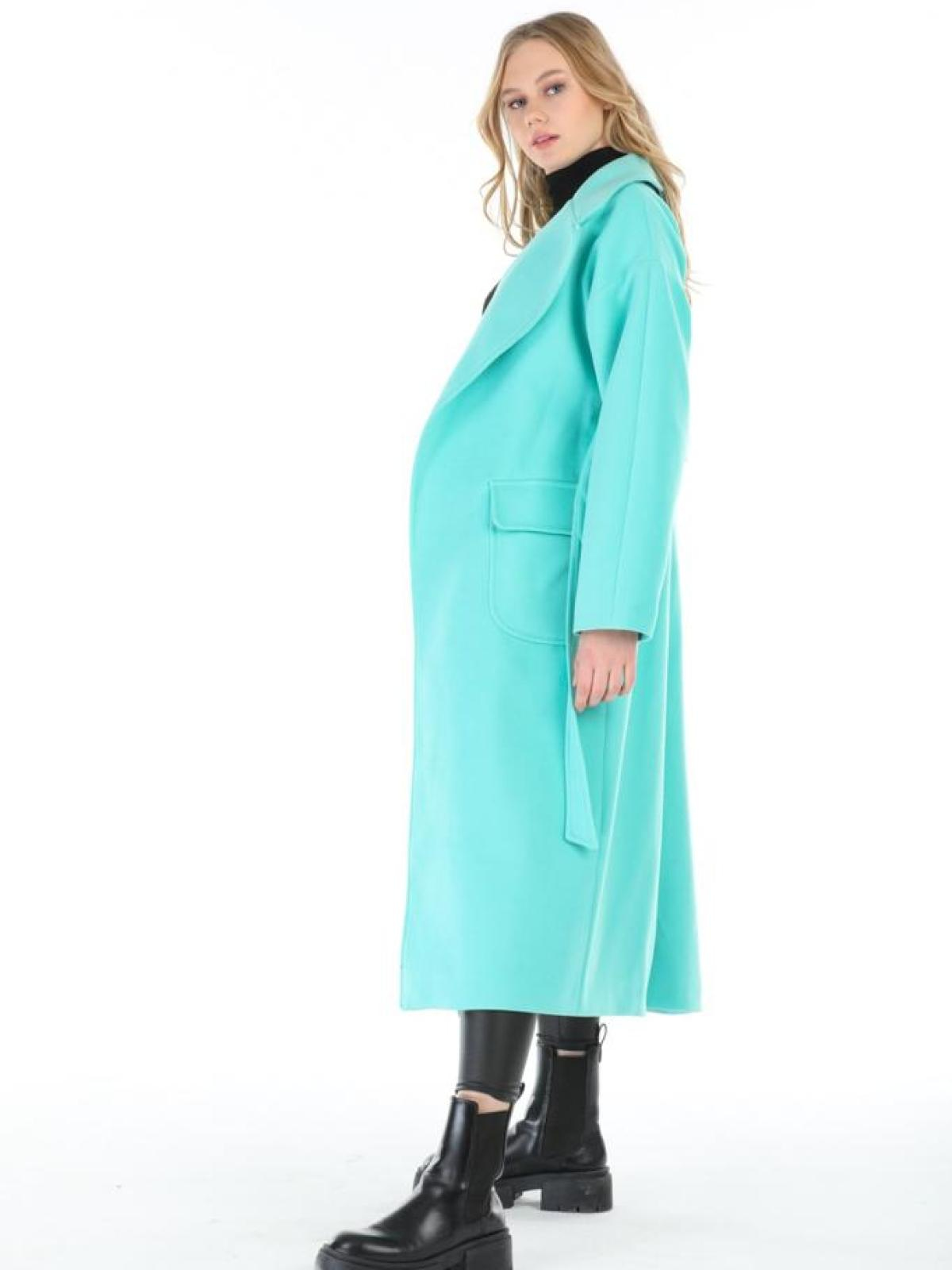 Women coat with belt wholesale Turquoise color 669372