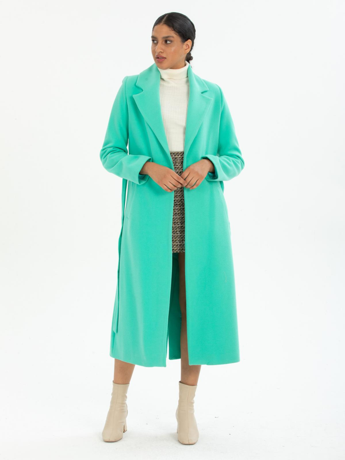 Women coat with belt wholesale Turquoise color 670415