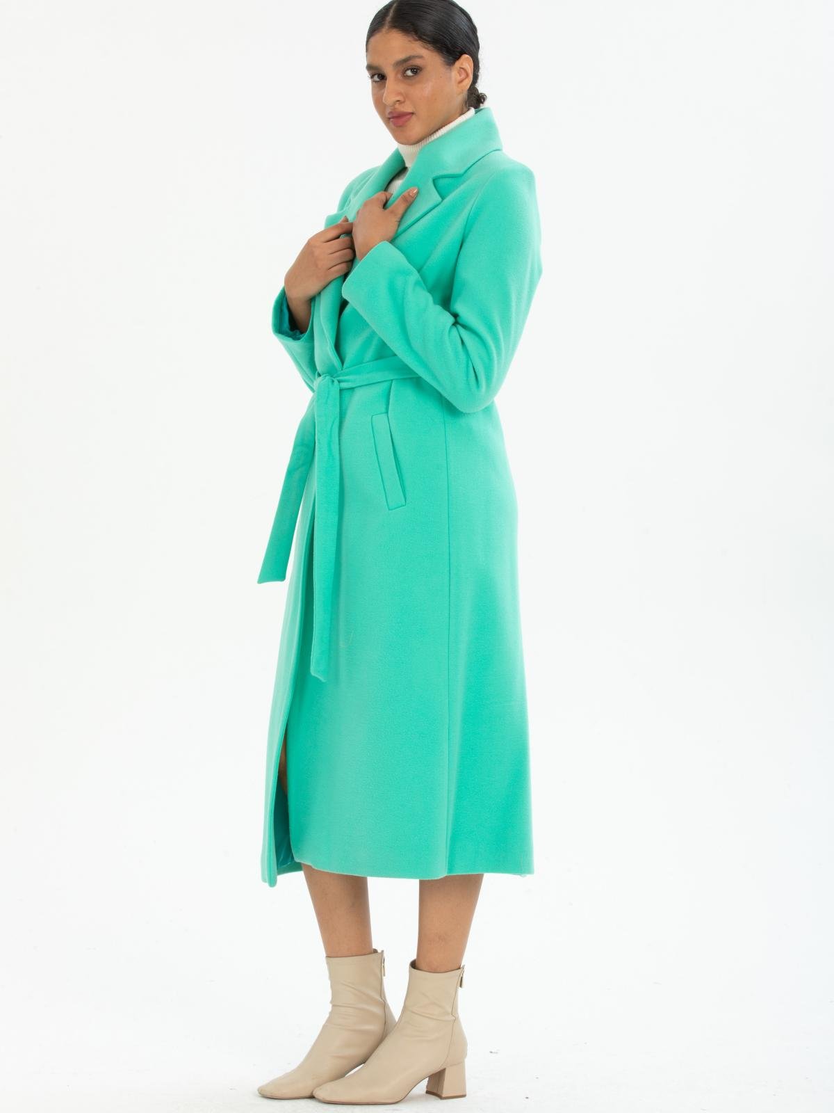 Women coat with belt wholesale Turquoise color 670415