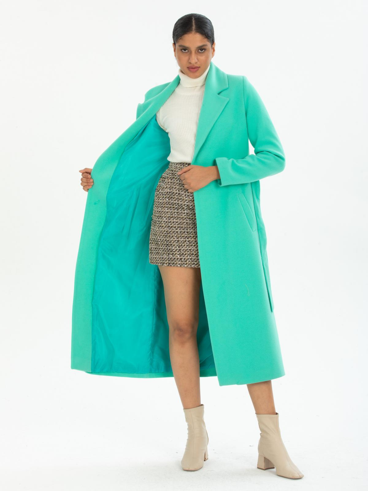 Women coat with belt wholesale Turquoise color 670415