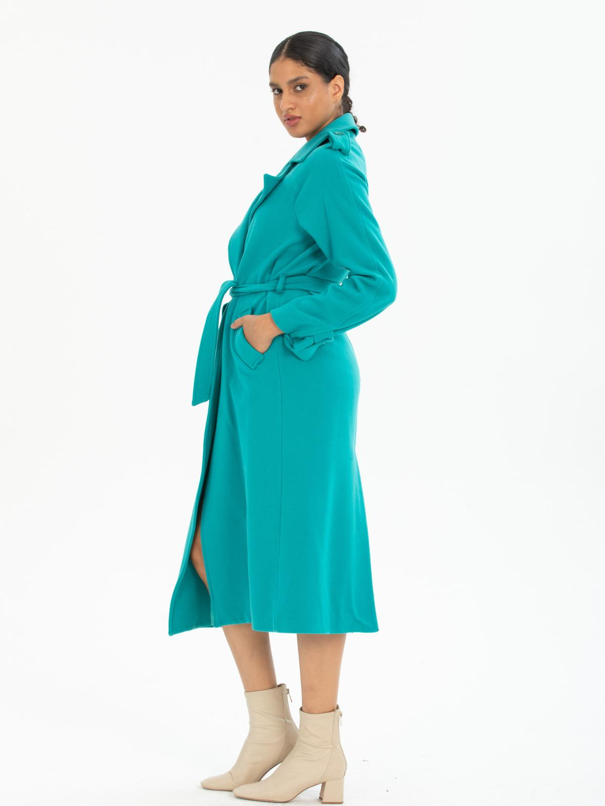 Women coat with belt wholesale Turquoise color 669530