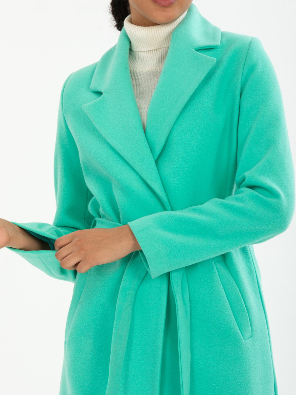 Women coat with belt wholesale Turquoise color 670415