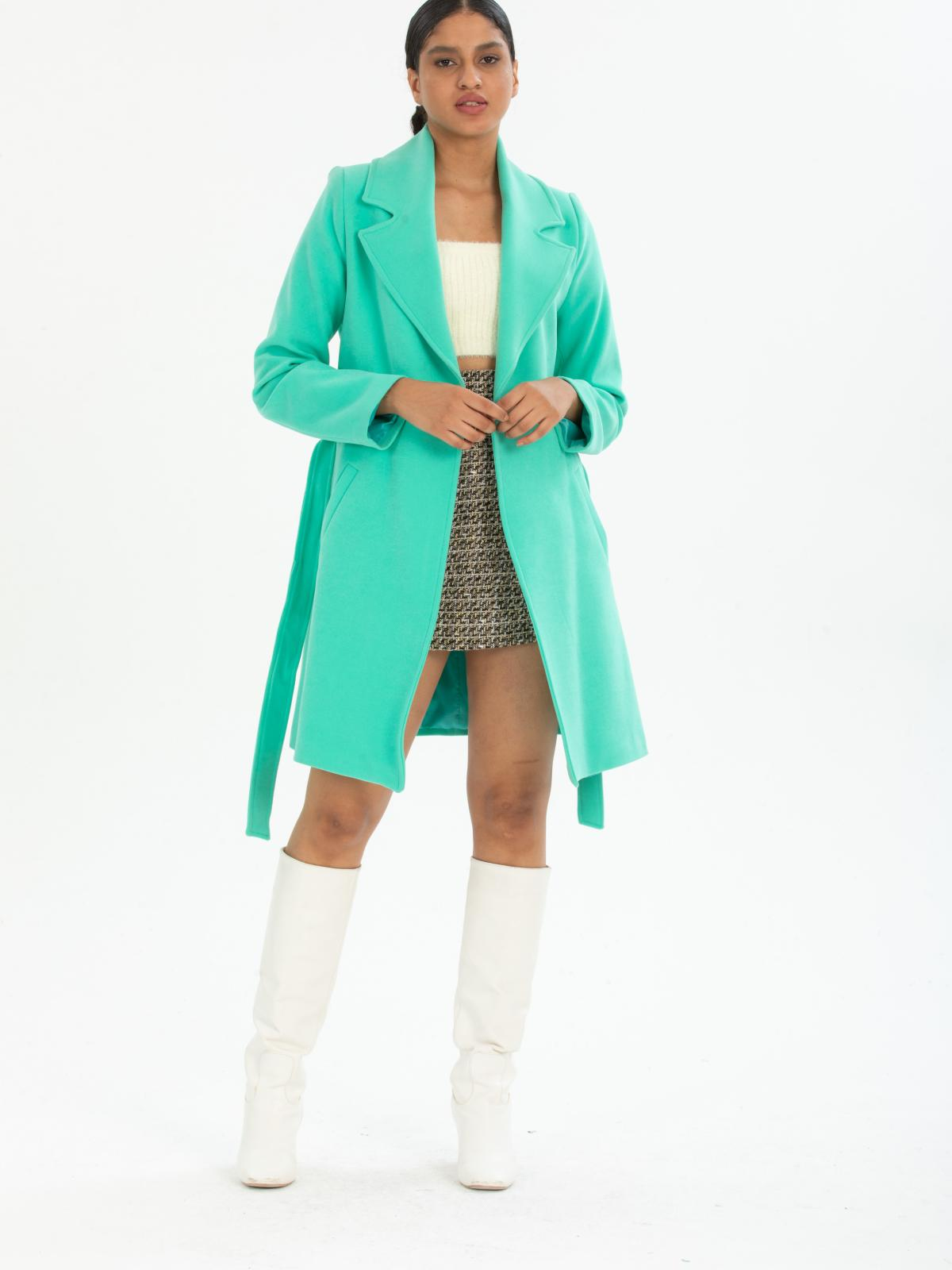 Women coat with belt wholesale Turquoise color 669518