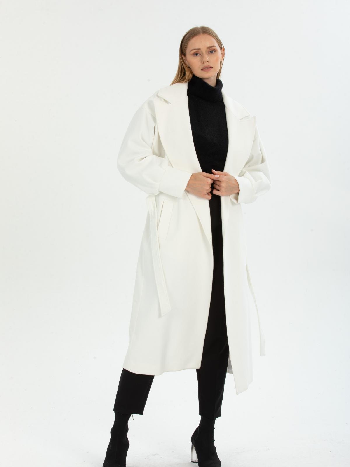 Women coat with belt wholesale White color 670478
