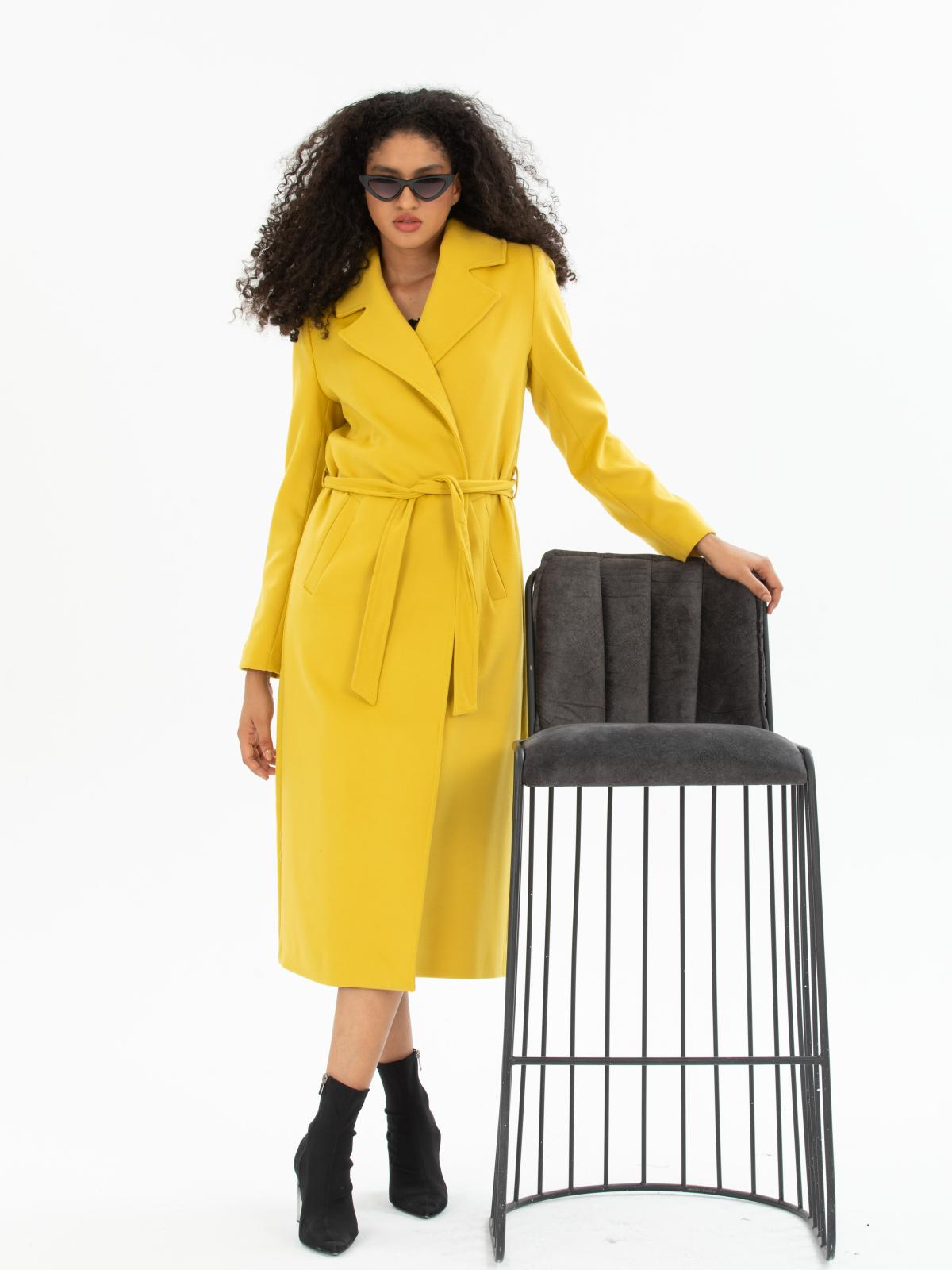 Women coat with belt wholesale Yellow color 670430