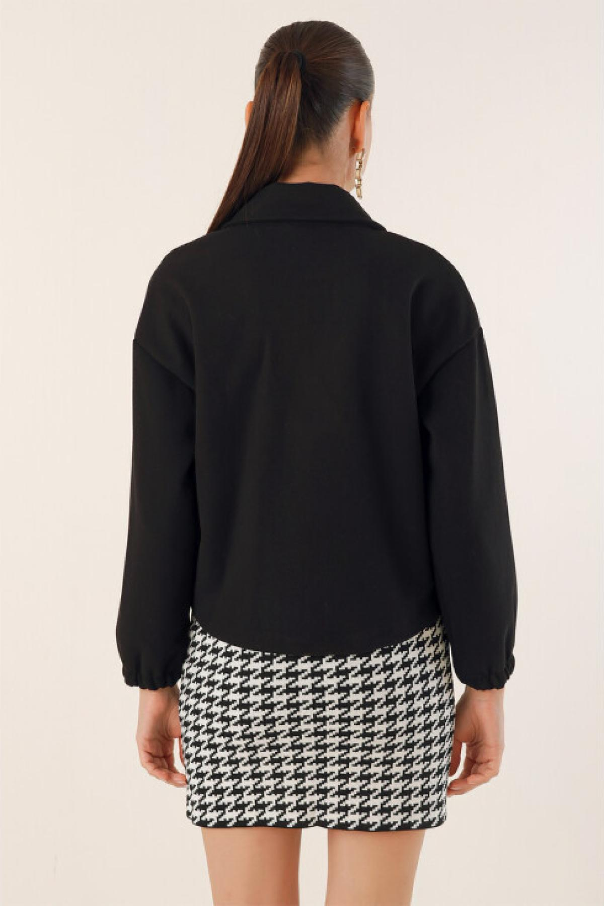 Women double breasted bomber jacket wholesale Black color 683928