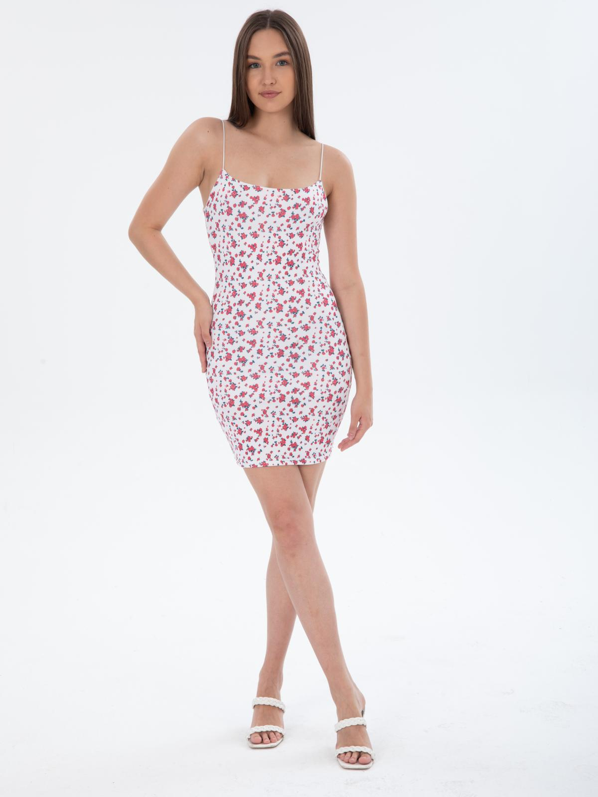 Women floraal spaghetti strap mini dress wholesale White color