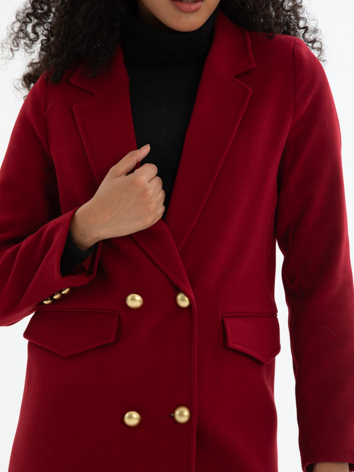 Women four-button coat wholesale Burgundy color 670452