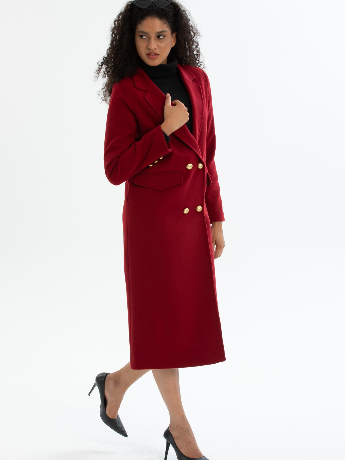 Women four-button coat wholesale Burgundy color 670452