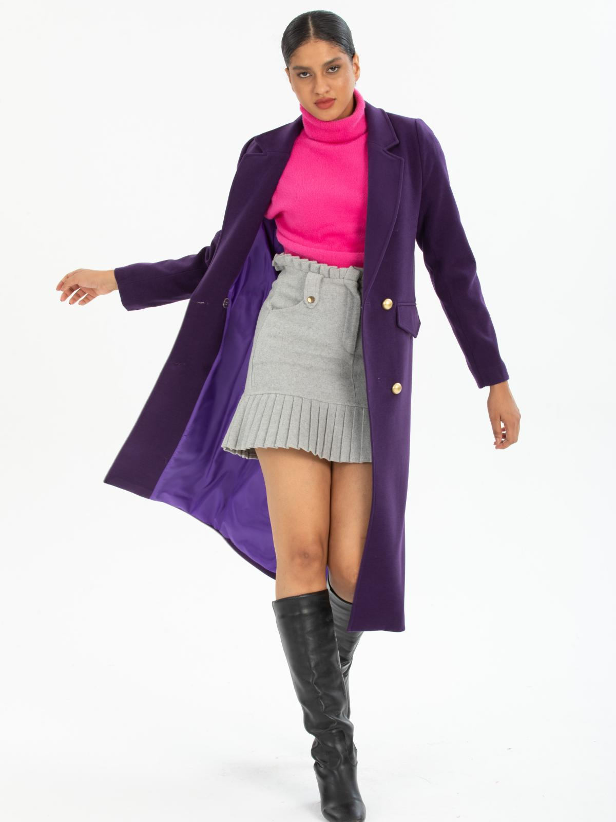 Women four-button coat wholesale Darck Purple color 670456