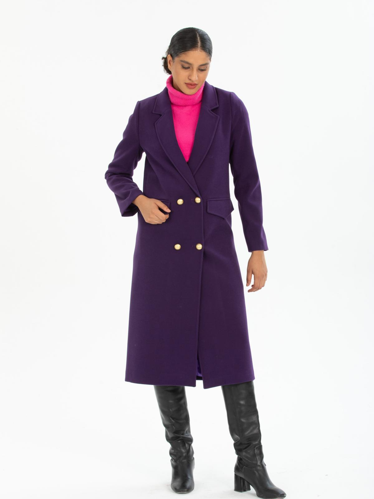 Women four-button coat wholesale Darck Purple color 670456