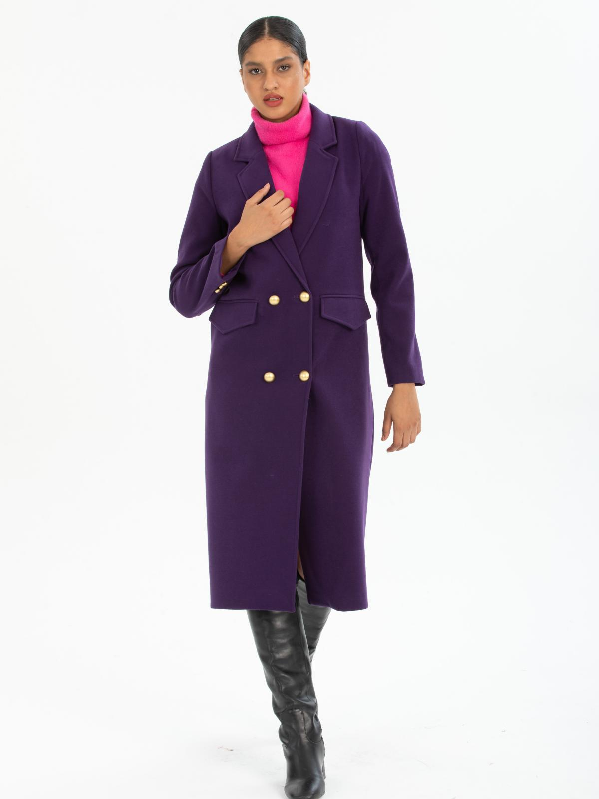 Women four-button coat wholesale Darck Purple color 670456