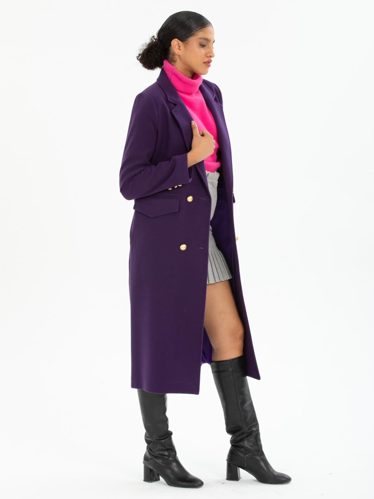 Women four-button coat wholesale Darck Purple color 670456
