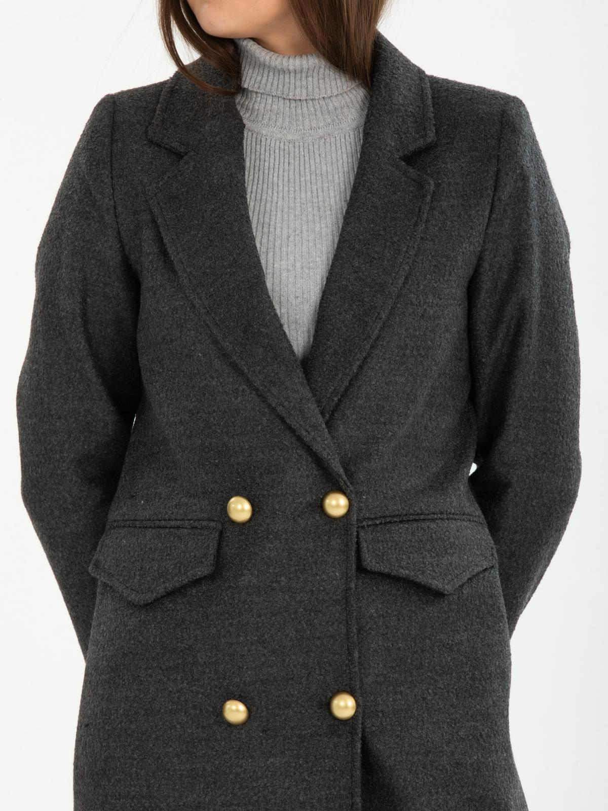 Women four-button coat wholesale Dark Gray color 670451