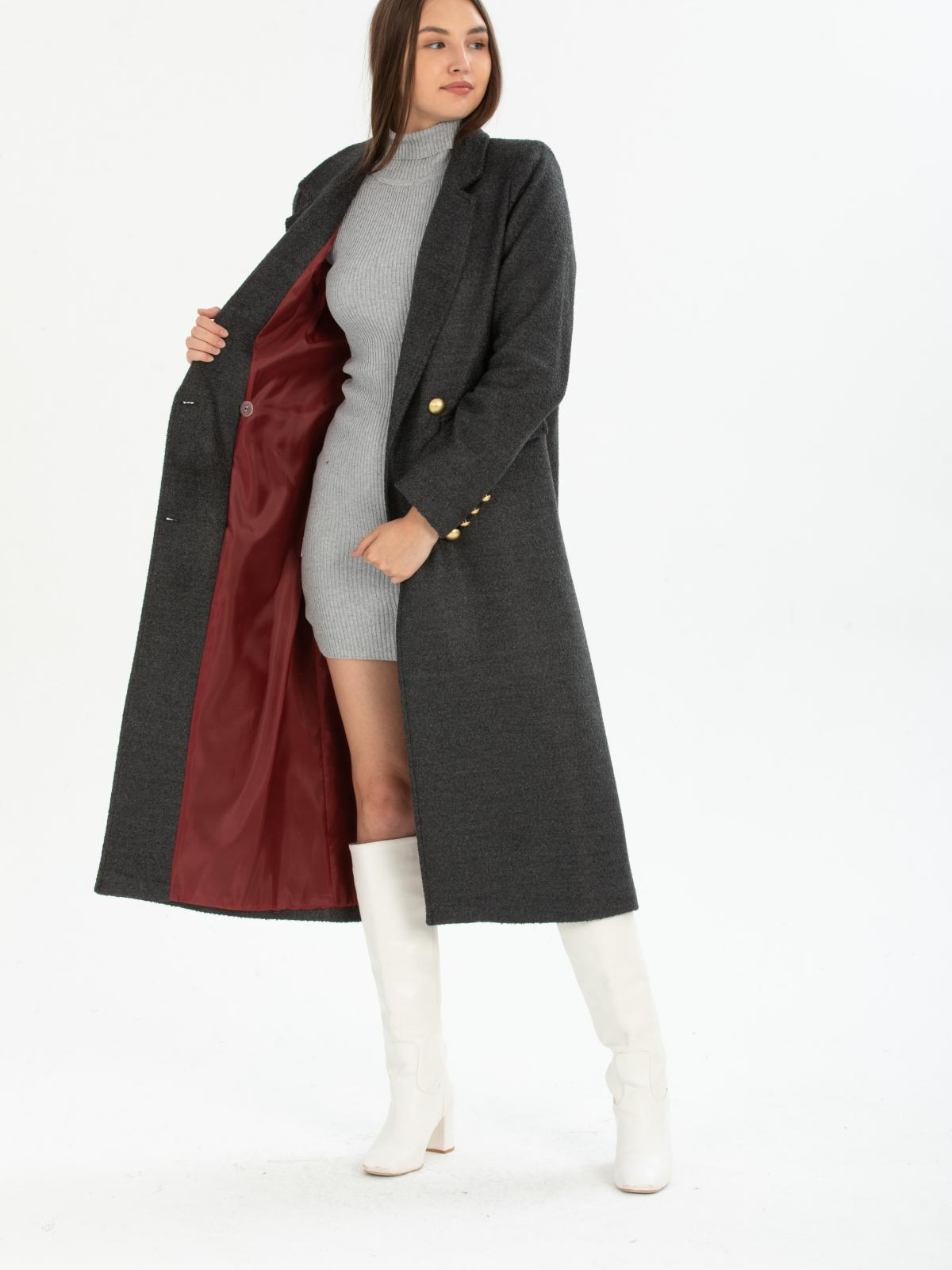 Women four-button coat wholesale Dark Gray color 670451