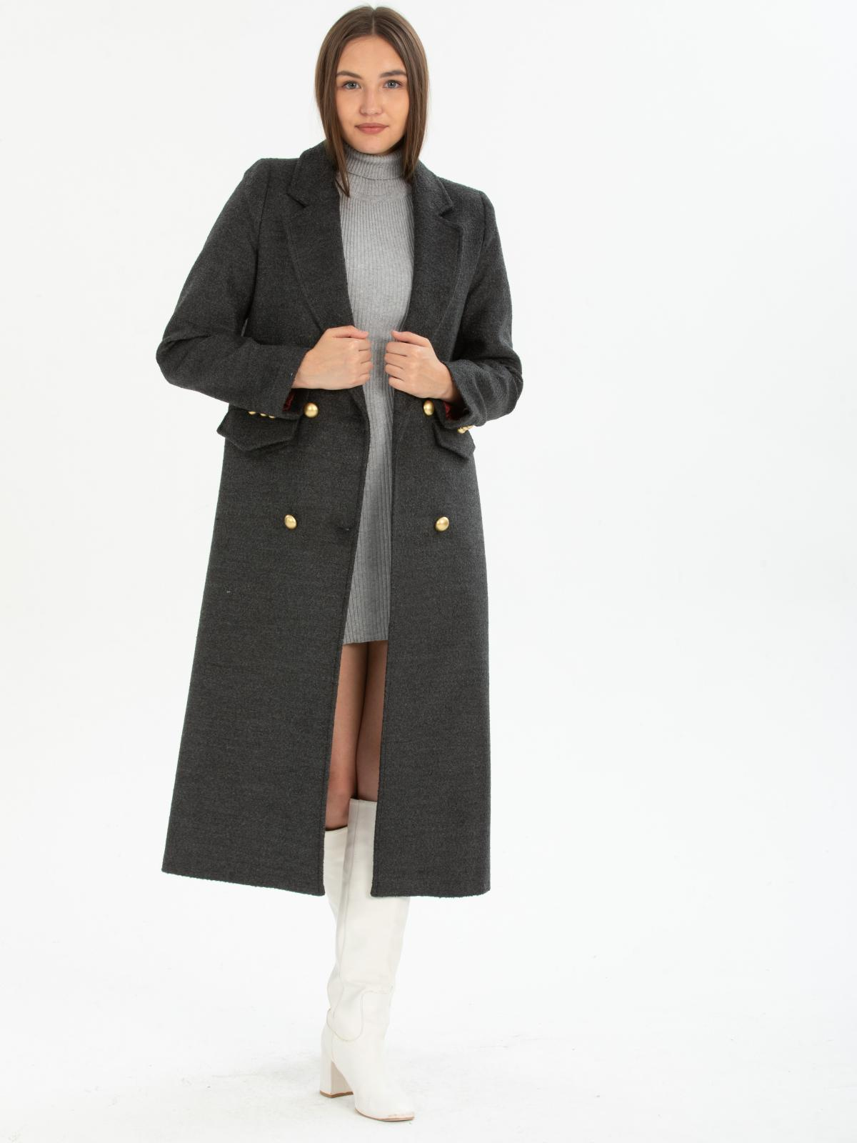 Women four-button coat wholesale Dark Gray color 670451