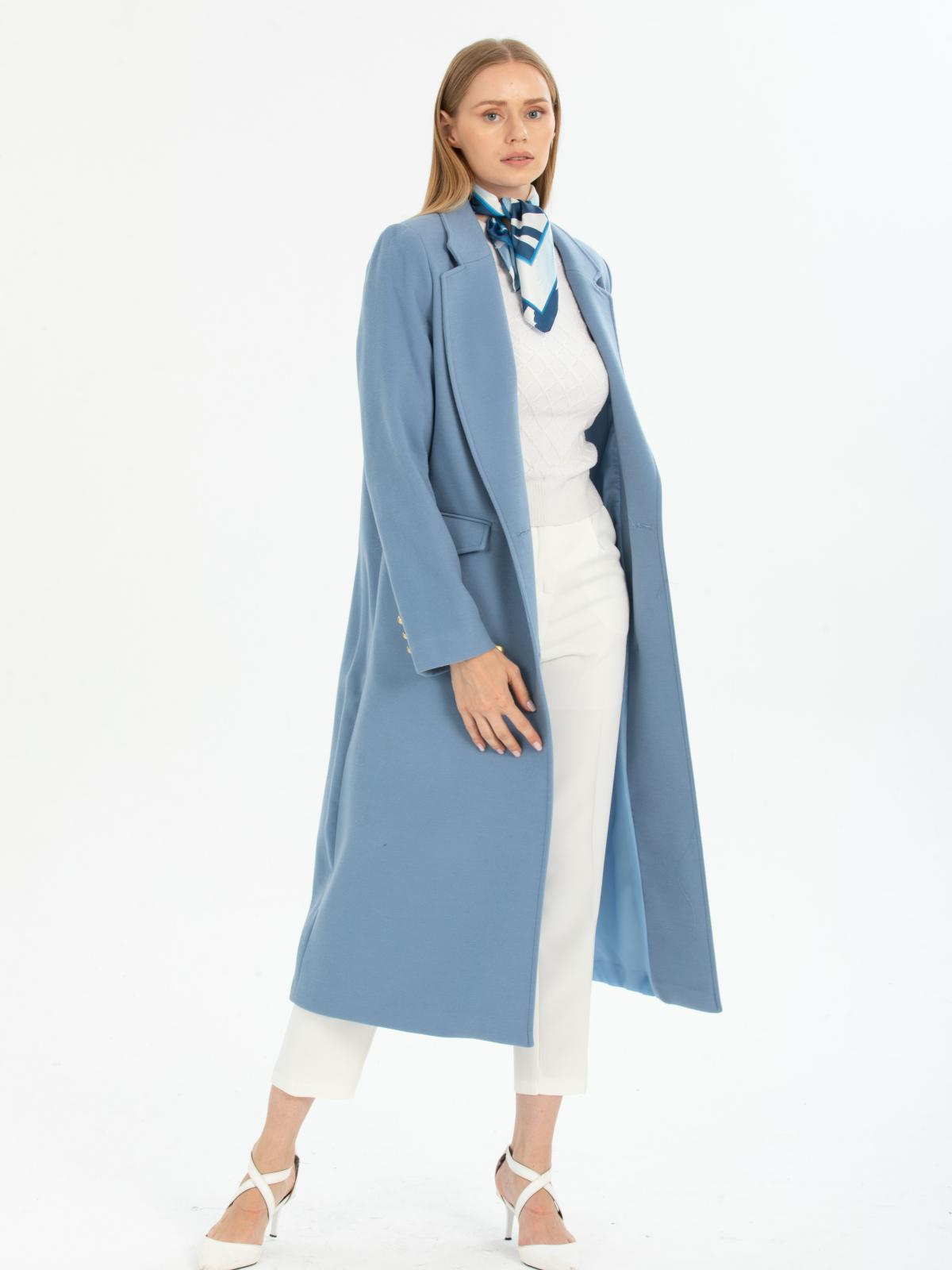 Women four-button coat wholesale Light Blue color 670455