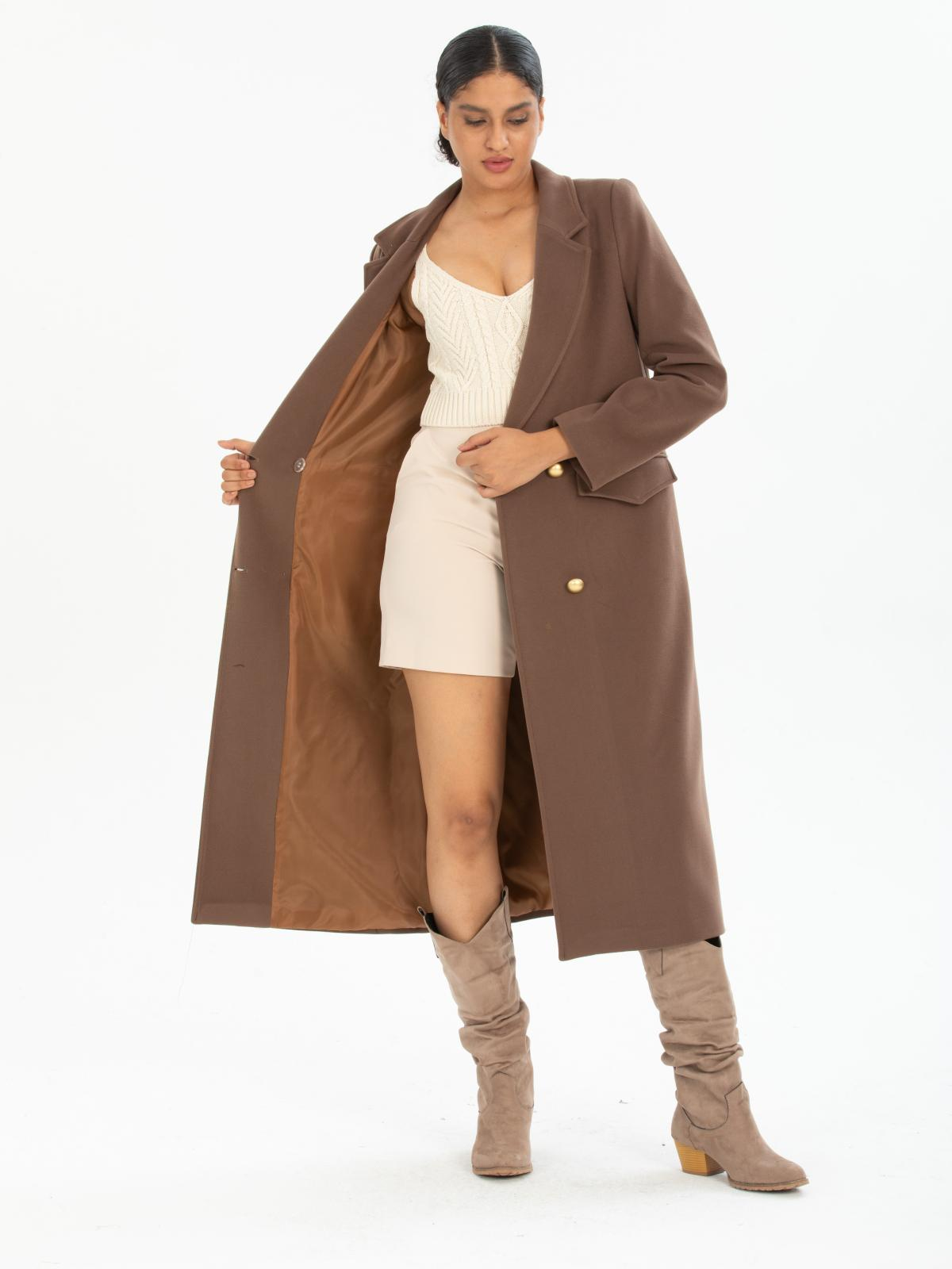 Women four-button coat wholesale Mink color 670446